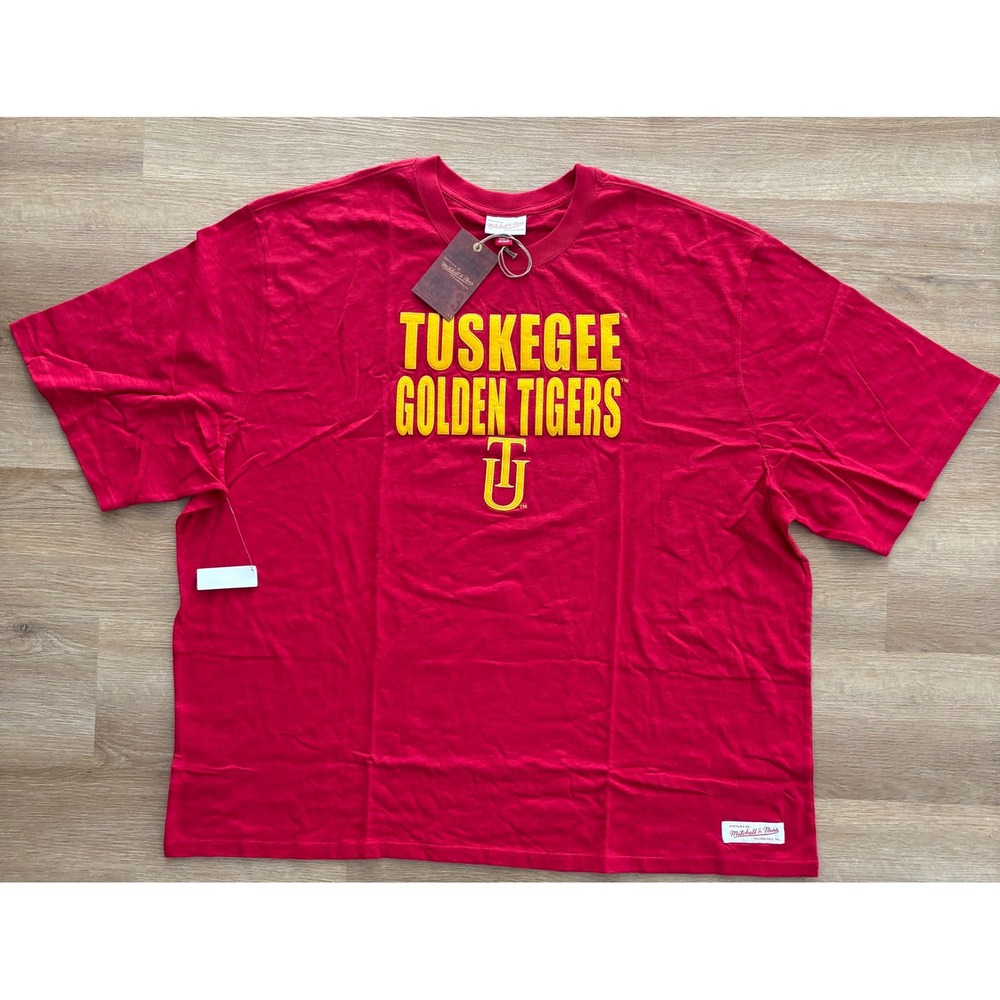 NWT Men's Mitchell & Ness Tuskegee University Golden Tigers Slub Tee - 4XL - Red
